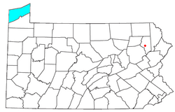 ペンシルベニア州におけるスクラントンの位置の位置図