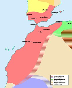 Kerajaan Almoravid pada masa kejayaannya, ca 1120.