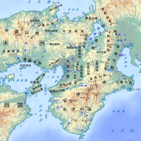 紀伊半島周辺の地形図