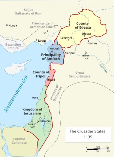 map of the Crusader States (1135)