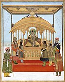 Akbar II seated on the throne, circa 1811