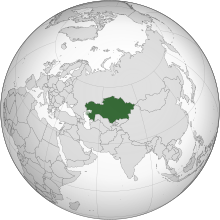 Depiction of Kazakhstan on globe