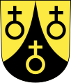 Three globi crucigeri in the coat of arms of Maschwanden in Switzerland