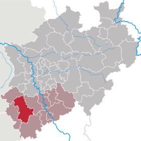 Kreis Dürens läge i Nordrhein-Westfalen