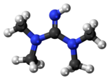 Ball and stick model of 1,1,3,3-tetramethylguanidine