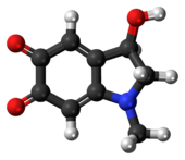 Ball-and-stick model of the adrenochrome molecule