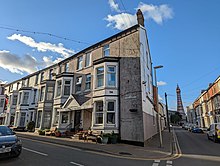 Corner view of the Athene hotel in which the CEEALAR operates. Blackpool tower is visible in the background.