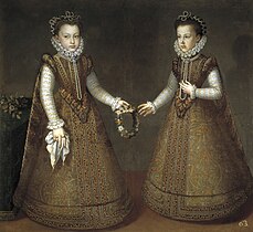 Les Infantes Isabelle-Claire-Eugénie et Catherine-Michelle, par Alonso Sánchez Coello en 1575.