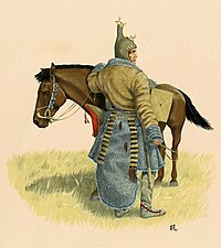 Reconstruction of a Saka, found in the kurgan Olon-Kurin-Gol 10 in Pazyryk