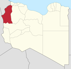 Map of Libya with Nalut district highlighted