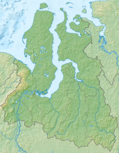 Mapa konturowa Jamalsko-Nienieckiego Okręgu Autonomicznego, u góry nieco na lewo znajduje się punkt z opisem „Jamał”