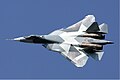 막스 2011에 비행중인 수호이 T-50 PAK FA 스텔스 전투기