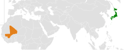 JapanとMaliの位置を示した地図