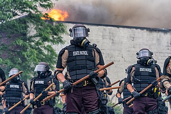 Minneapolis State Patrol in riot gear.