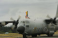 Een Belgian Air Force C-130 landt in de Verenigde Staten