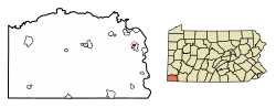 Location of Carmichaels in Greene County, Pennsylvania.