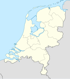 Mapa konturowa Holandii, u góry znajduje się punkt z opisem „Franeker”