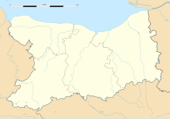 Mapa konturowa Calvados, w centrum znajduje się punkt z opisem „Avenay”