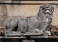 A lion statue in limestone on the galilee