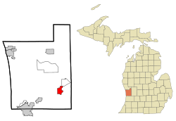 Location of Hudsonville within Ottawa County, Michigan