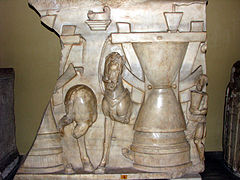 Caballos de molino en un sarcófago romano del siglo III.