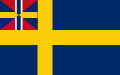 Handilsflagg hjá 1844-1905 við unións merkinum, sum eitt súmbol fyri samveldið við Noreg.