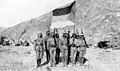 Image 28Soldiers in the Arab Army during the Arab Revolt of 1916–1918, carrying the Flag of the Arab Revolt and pictured in the Arabian Desert. (from History of Saudi Arabia)