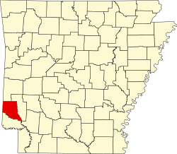 Karte von Sevier County innerhalb von Arkansas