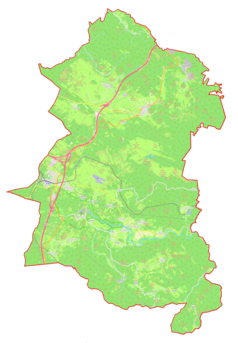 Mapa konturowa gminy Divača, blisko centrum po lewej na dole znajduje się punkt z opisem „Betanja”