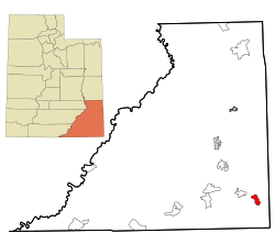 Location in San Juan County and the state of Utah.