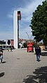 The tower of Korçë in the pedestrian walkway of Korçë