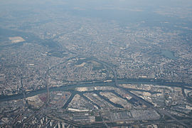 An aerial view of the Port of Gennevilliers