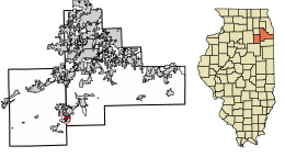 Location of Godley in Will County, Illinois.