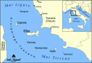 Tabula insularum in mare Tyrrhenico