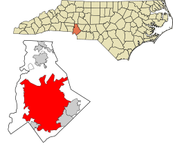 Localização no condado de Mecklenburg