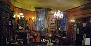 The reconstruction of the sitting room of 221B Baker Street in the restaurant