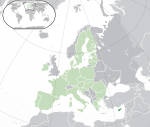 ヨーロッパにおけるキプロスの地図