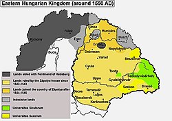 Kerajaan Hungaria Timur sekitar tahun 1550
