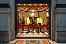 Prada window display at Galleria Vittorio Emanuele II in Milan, Italy