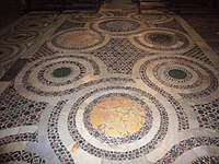 Cosmatesque floor, from the Chiesa di San Benedetto in Piscinula, in the Trastevere section of Rome.