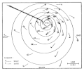Image 10The dangerous semicircle is the upper-right corner, with the arrow marking the direction of motion of a Northern Hemisphere storm. Note that typhoons, etc. are asymmetrical, and semicircle is a convenient misnomer. (from Effects of tropical cyclones)