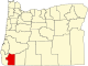 State map highlighting Josephine County