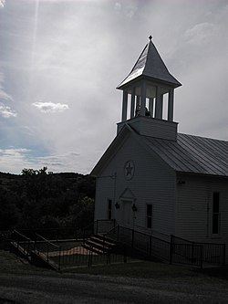 The former Methodist church sits in the center of the rural village.