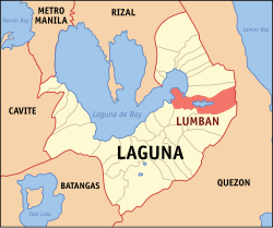 Map of Laguna with Lumban highlighted