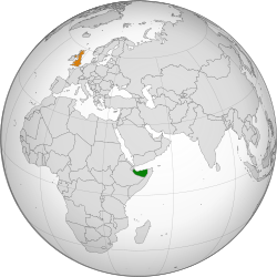 Map indicating locations of Somaliland and United Kingdom