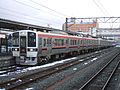 KRL 719 berhenti di peron [[Stasiun Aizuwakamatsu]]