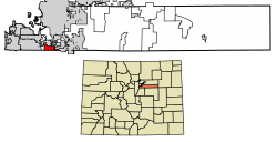 Location of the Dove Valley CDP in Arapahoe County, Colorado.