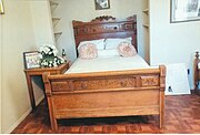 Jean Harlow's bed on exhibit in the museum.