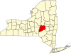 Map of New York highlighting Otsego County