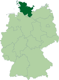 Position of Schleswig-Holstein within Germany